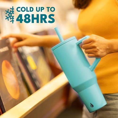Elemental Spill Proof 40oz Insulated Tumbler with Handle & Straw Travel Mug - Image 4
