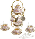 20 PCS Porcelain Tea Set, 700ml/23oz Ceramic Purple Pot Set by YTDTKJ