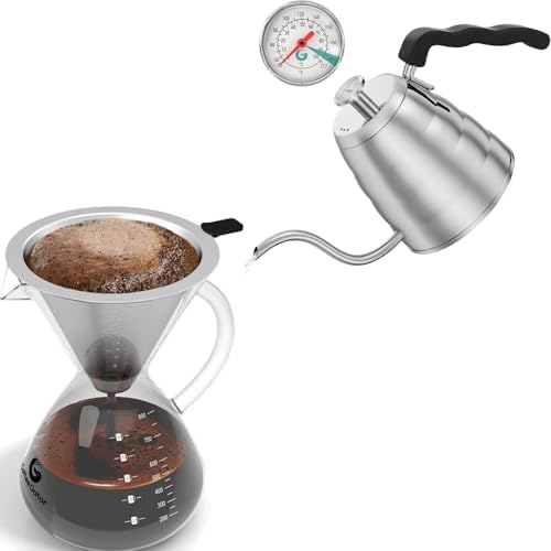 Coffee Gator Pour Over Coffee Maker 27oz 800ml Gooseneck Kettle 40oz Stainless Steel by CoffeeGator