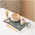 8pcs Cherry Blossom White Matcha Bowl With Whisk Set, Tea Includes With Spout(H) - Image 2