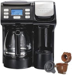 Hamilton Beach FlexBrew Trio 2-Way Coffee Maker, Compatible with K-Cup Pods or Grounds, Combo, Single Serve & Full 12c Pot, Black - Fast Brewing, Refurbished (R49934) by HamiltonBeach