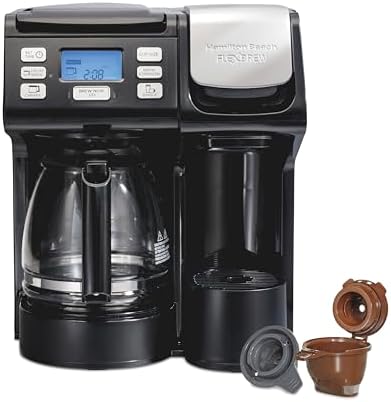 Hamilton Beach FlexBrew Trio 2-Way Coffee Maker, Compatible with K-Cup Pods or Grounds, Combo, Single Serve & Full 12c Pot, Black - Fast Brewing, Refurbished (R49934) by HamiltonBeach