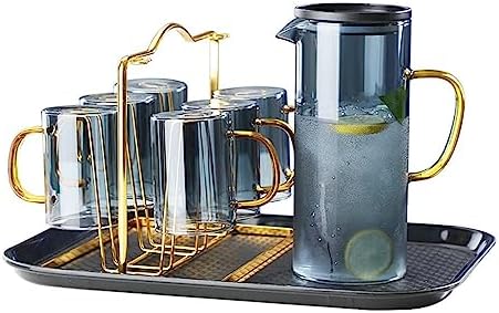 Water Pitcher Glass Cold Kettle Thickened Creative Home Juice Pot with lid Filter high Temperature Resistant teapot Water Cup Set Water Jug by Unknown