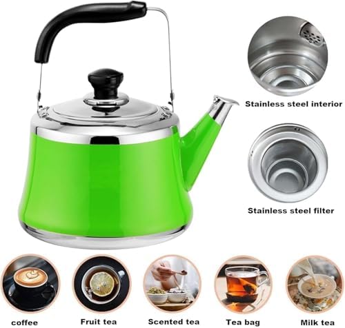 Small Tea Kettle with Infuser, Food Grade Stainless Steel Stovetop Teapot, Whistling Stove Top Kettle Induction Gas Tea Kettle for Gas Hob(9,1.5L) - Image 2