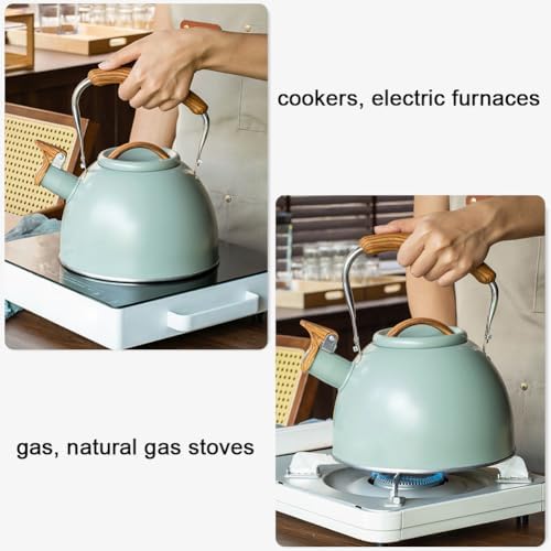 Whistling Tea Kettle,3.1 Quart Stainless Steel Water Kettle Work for All Stovetops with Folding Handle for Boiling Water Coffee or Milk (Black) - Image 5