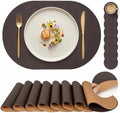 Premium Oval Faux Leather Placemat & Coaster Set with Innovative Cork-Look Printed Base，4/6/8-Piece Sets & 8 Colors，Non-Slip Dining Table Mats for Kitchen Dining by Promattoo