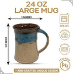 Clay in Motion Handmade Ceramic Mug 24 oz, Large Coffee Mug, Hand Painted Stoneware, Dishwasher Microwave & Oven Safe, Lead-Free, Made in USA Since 1981(Mudslide) - Image 2