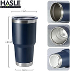 HASLE OUTFITTERS 30oz Stainless Steel Tumbler, Double Wall Vacuum Insulated Travel Mug Tumbler, Durable Insulated Coffee Mug, Gift Box Set (Navy, 4) - Image 3