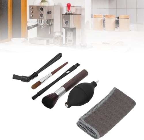 6Pcs Coffee Grinder Brush Set, Premium Wooden & Nylon Coffee Cleaning Brush with Air Blower & Wipe Cloth, Coffee Barista Brush Set for Coffee Machine Group Head by oreilet