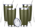 20oz Tumbler with Straw and Brush, Stainless Steel Vacuum Insulated tumbler, Double Wall Insulated Coffee Tumbler for Outdoor, Home, Travel,Office (Army Green,4pcs) by ATIKZHE