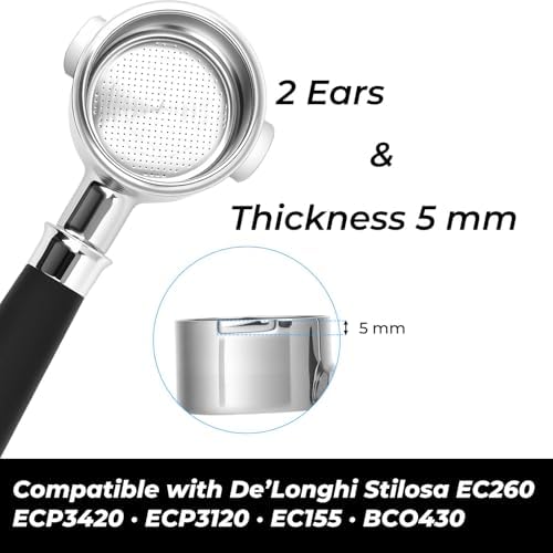 51mm Bottomless Portafilter 2 Ears Fits for Delonghi ECP3420, EC155, BCO430, EC260, and ECP3120, Espresso Accessories Kit includes Puck Screen, WDT Tool, Dosing Funnel, Double Shot Filter Basket - Image 4