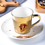 Reflection Cup,Mirror Cup and Saucer,Anamorphic Cup and Saucer,Creativity Tea Cup and Saucer Set,Ceramic Coffee Mug with Saucer and Spoon,for Cappuccino,milks,espresso,tea,coffee,250ml by Unknown