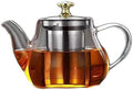 Glass Teapot,600 Ml Glass Teapot with Infuser, Heat Resistant Removable Stainless Steel Infuser,Tea Maker Glass Jug with Lid and Elegant Carved Handle,for Loose Tea,Gift,White by Unknown