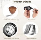 Manual Coffee Grinder, Hand Burr Coffee Grinder with Steel Core, Adjustable Grind, Portable for Home Travel - Image 4