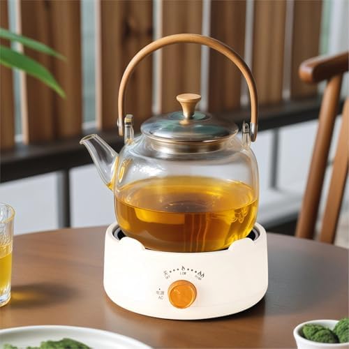 Electric Mini Teapot Stove 500W 110V, Countertop Electric Heater for Ceramic Glass Kettle, Multifunctional Tea Stove, White Finish - Image 2