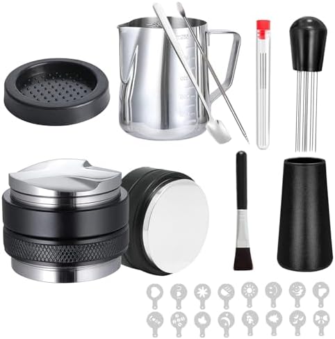 Coffee Tamper Set 24 PCS, Espresso Accessories Barista Kit,with 51mm Espresso Distributor & Tamper,wdt Tool,Frothing Pitcher,Coffee Stirrer,Tamper Mat,Espresso Tools for Espresso Coffee Machine by Unknown