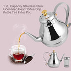 Fdit Tea Kettle, Stainless Steel, 1.2L, Gooseneck Spout, with Tea Filter, Silver, for Coffee and Tea - Image 7