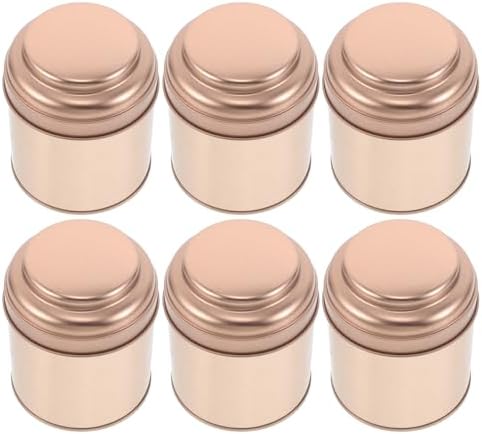 COLLBATH 6pcs round Tea Tin Canisters 75x90mm Airtight Tinplate Storage Jars for Loose Leaf Tea Coffee Sugar Kitchen Organization by COLLBATH