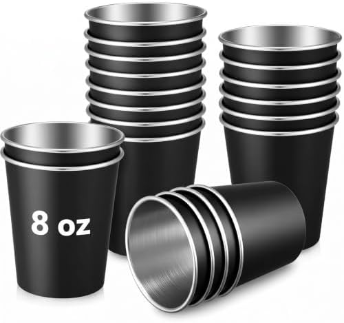 Mimorou 20 Pack 8 oz Stainless Steel Cups Metal Cup, Black by Mimorou