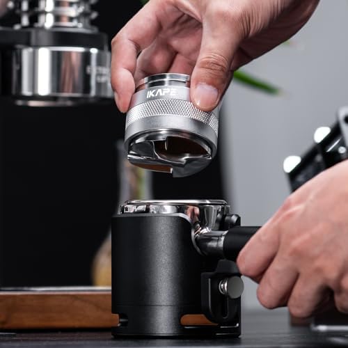 IKAPE 58MM Espresso Tamper Kit 6 IN 1 Silver, Coffee Tamper, Espresso Distributor, Magnetic Dosing Funnel, Puck Screen 2pcs, Espresso Knock Box & Station 2 IN 1 - Image 2