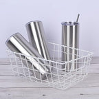 24 Pack 20 Oz Stainless Steel Straight Tumblers, Insulated Slim Skinny Travel Cup Set, BPA-Free Lids and Straws Included, Silver - Image 3
