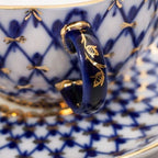 Imperial/Lomonosov Porcelain Teacup w/Saucer"Tulip Cobalt Net" - Image 6
