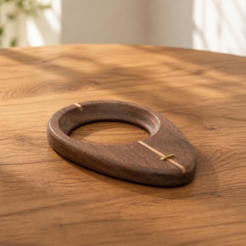 Coffee Drip Stand Wooden Dripper Holder Pour Over Base Rack With Walnut Wood Grain And Artisanal Inlay Decorative Line Suitable for home office break room coffee bar - Image 4