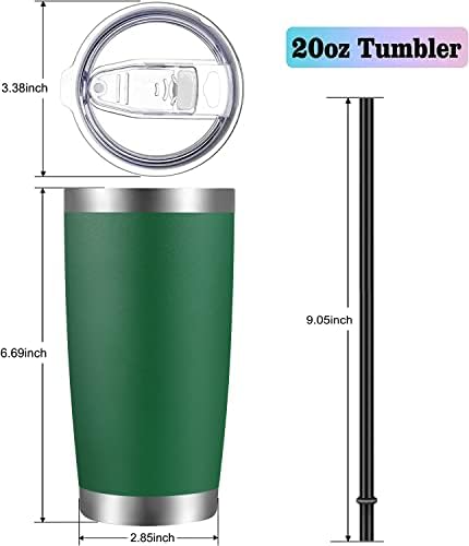 VEGOND 20oz Tumbler with Lid and Straw Stainless Steel Tumbler Cup Bulk Vacuum Insulated Double Wall Travel Coffee Mug Powder Coated Coffee Cup, Dark Green, 12 Pack - Image 3