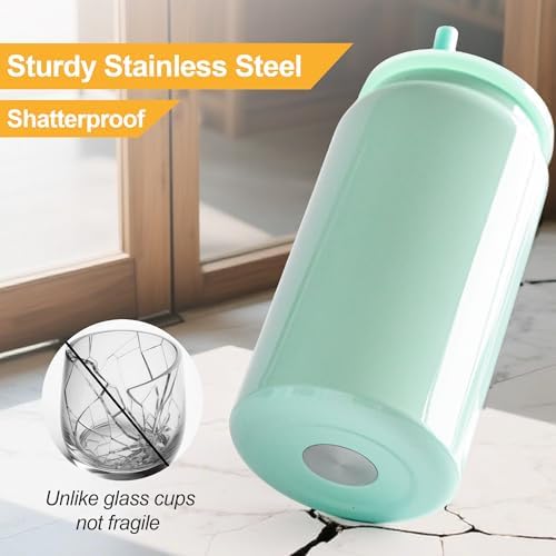 Stainless Steel Cups with Lids and Straws, 16 oz, 6 Pcs, Bright Color - Image 2