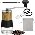 304 Stainless Steel Manual Coffee Grinder with Adjustable Burr, Cleaning Brush, Storage Pouch, Portable Espresso Grinder for Home and Travel, Smooth Grind Control for Espresso, Pour Over, Cold Brew by Unknown