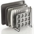 mDesign Large Metal Wire Organizer Rack for Kitchen Cabinet, Pantry, Shelves - Holder with 8 Slots for Baking Sheets, Skillets, Frying Pans, Pots, Lids, Cutting Boards, and Appliances - Black by mDesign