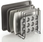 mDesign Large Metal Wire Organizer Rack for Kitchen Cabinet, Pantry, Shelves - Holder with 8 Slots for Baking Sheets, Skillets, Frying Pans, Pots, Lids, Cutting Boards, and Appliances - Black by mDesign
