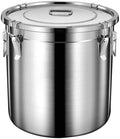 Storage Bucket with lids, Metal Bucket, 316 Stainless Steel Airtight Canister for Kitchen, Canisters Container with Lids and Sturdy Locking Clamp for Rice,Grain,Coffee Bean,Dog Food(48L/12.68Gal) by Unknown