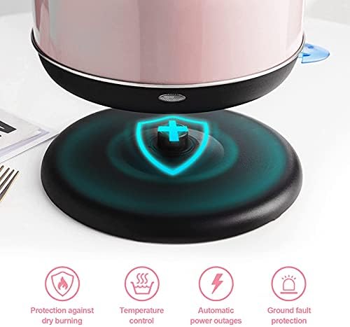 Electric Kettle Temperature Dash, YiiMO 2L Stainless Steel Hot Water Boiler with Thermometer for Tea Coffee 1200W, Auto Shut-Off Boil-Dry Protection BPA Free, Large Pink Retro Cute - Image 5