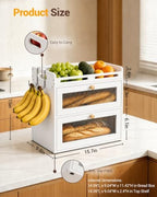 Bread Box for Kitchen Countertop, 2-Tier Bamboo Storage with Raised Shelf - Image 7