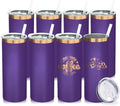 20 oz Skinny Tumblers Bulk with Lids and Straws Purple,8 pack by MetalyaTumblers