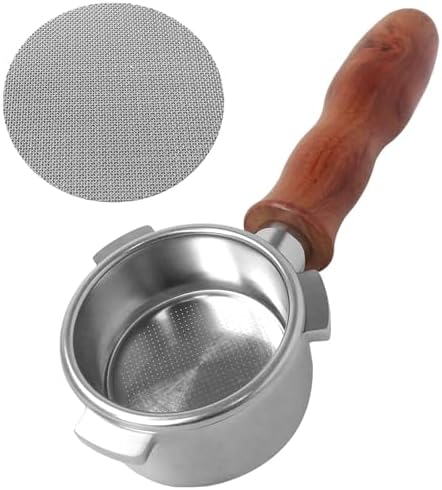 For Breville 54mm Espresso Machines - Bottomless Portafilter with Basket & Puck Screen, Wood Handle - Image 3