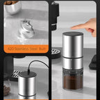 Portable Electric Coffee Grider with 40 Adjustable Levels Fine to Coarse Setting, Ceramic Conical Burr, for Home, Office, Travel, Camping, 1800mAH Rechargeable (silver, stainless steel burr) - Image 4