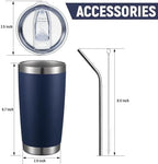 COMOOO 20oz Stainless Steel Navy Tumbler Bulk with Lid and Straw Insulated Coffee Tumbler Cup Double Wall Vacuum Travel Mug for Cold Drinks and Hot Beverage (Navy, 4 Pack) - Image 3