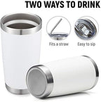 COMOOO 20oz White Tumbler Bulk with Straw Stainless Steel Insulated Coffee Tumbler Cups Double Wall Vacuum Travel Coffee Mug with Splash Proof Sliding Lid for Hot Cold Drinks (White, 4 Pack) - Image 5