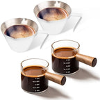 YARRAMATE 100ML Metal Measuring Cups (White) & 100ML Glass Measuring Cups by YARRAMATE