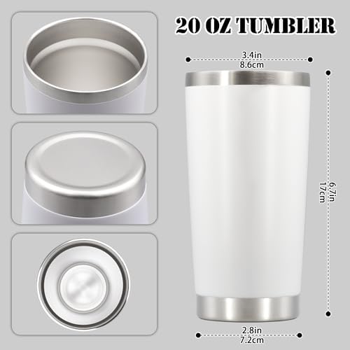 20 oz Tumbler Insulated Tumblers Stainless Steel Coffee Mug,White 6PCS - Image 5