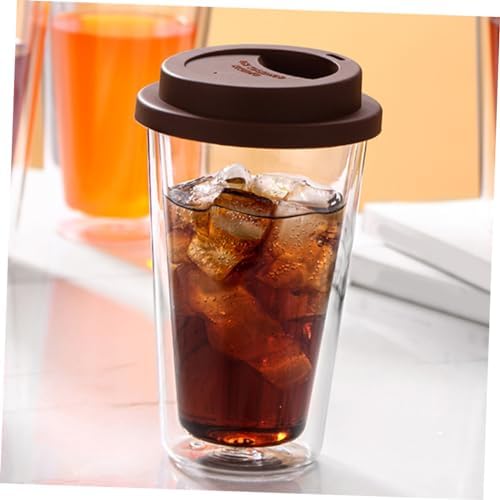 Glass Coffee Cup with Silicone Lid Reusable Beverage Mug for Hot Cold Drinks for Tea Juice Ergonomic Design for Easy Handling - Image 5