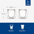 Villeroy & Boch Artesano Hot & Cold Beverages Espresso Mug, Set of 2 Glasses, Double-Walled Glasses for Cold and Hot Beverages, 3.75 oz, Borosilicate Glass, Dishwasher-Safe, Microwave-Safe - Image 3