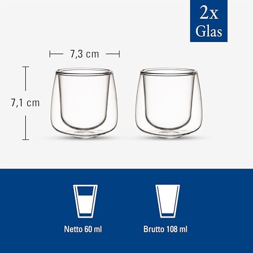 Villeroy & Boch Artesano Hot & Cold Beverages Espresso Mug, Set of 2 Glasses, Double-Walled Glasses for Cold and Hot Beverages, 3.75 oz, Borosilicate Glass, Dishwasher-Safe, Microwave-Safe - Image 3