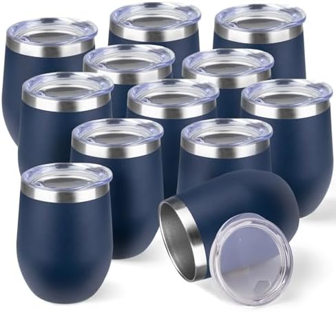 StarSpeed 12oz/12 Pack Insulated Wine Tumbler with Lid,Navy Blue by StarSpeed