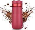 Portable Coffee Maker, Double Wall Insulated Stainless Steel French Press Travel Mug with 320ml Capacity for Camping Hiking Travel (Red) by Aqur2020