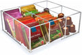 Heavy-Duty Acrylic Tea Bag Organizer, 6-Compartment Storage Box by Meicloud