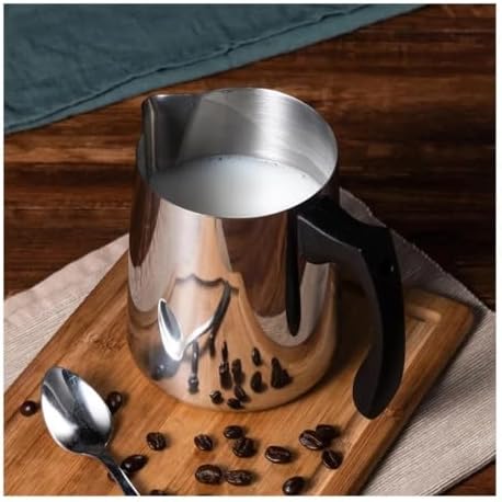 Milk Frother Cup,Coffee Jug,600/900ml 304 Stainless Steel Insulated Handle Wax Cup Espresso Craft Latte Milk Cream Foam Cup Home Café(600ml) - Image 4
