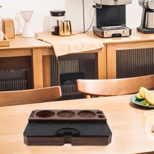 Wood Grain Espresso Tamper Mat Station for 51mm 53mm 58mm Portafilter, Non-Slip Silicone Coffee Tamping Base with Card Slot, Walnut Finish Press Dispenser Holder for Home for barista - Image 5